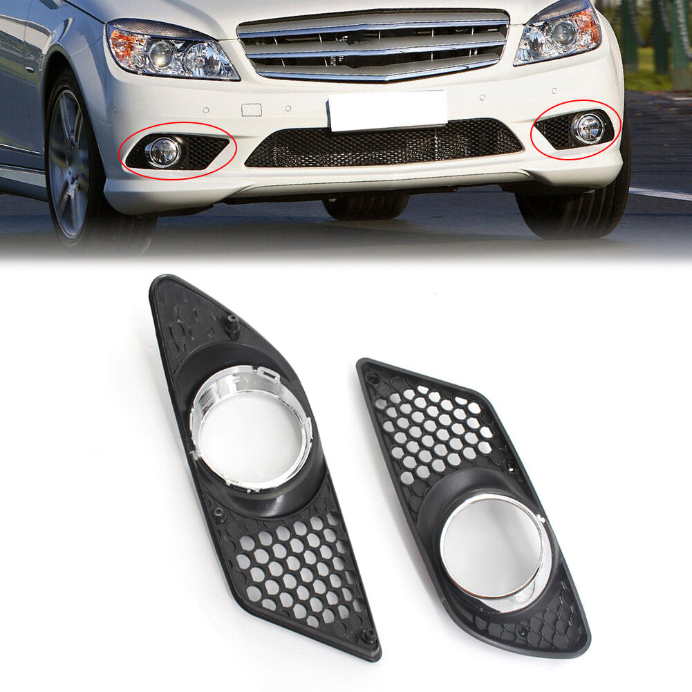 Front Bumper Fog Light Grille Cover Left Right for Benz C Class W204 2008-2010