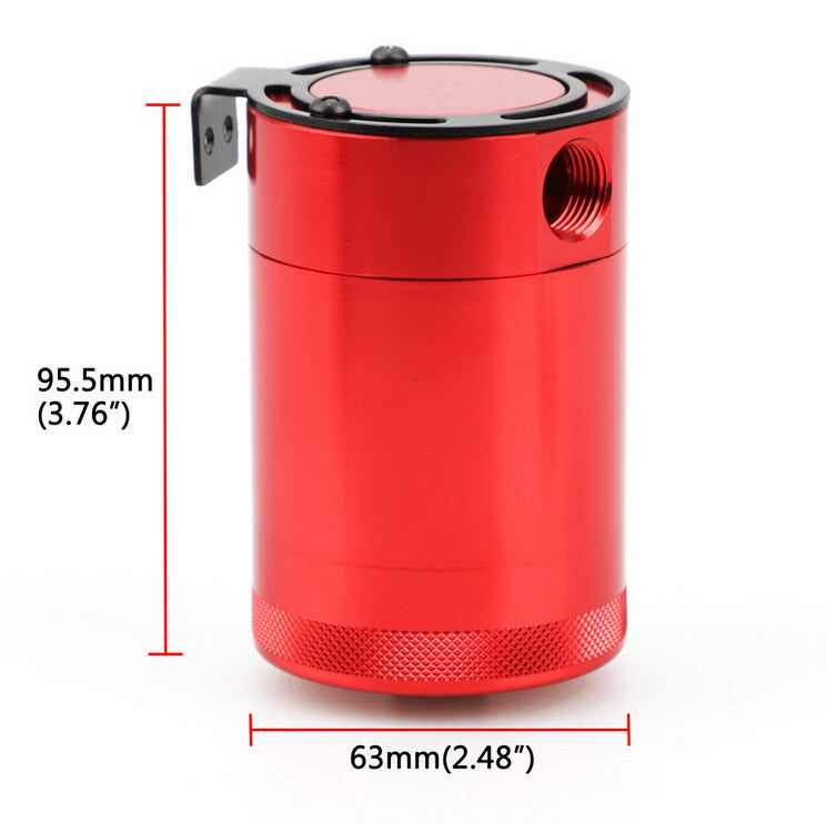 Compact Baffled 2-Port Aluminum Oil Catch Reservoir Can Tank Red Universal