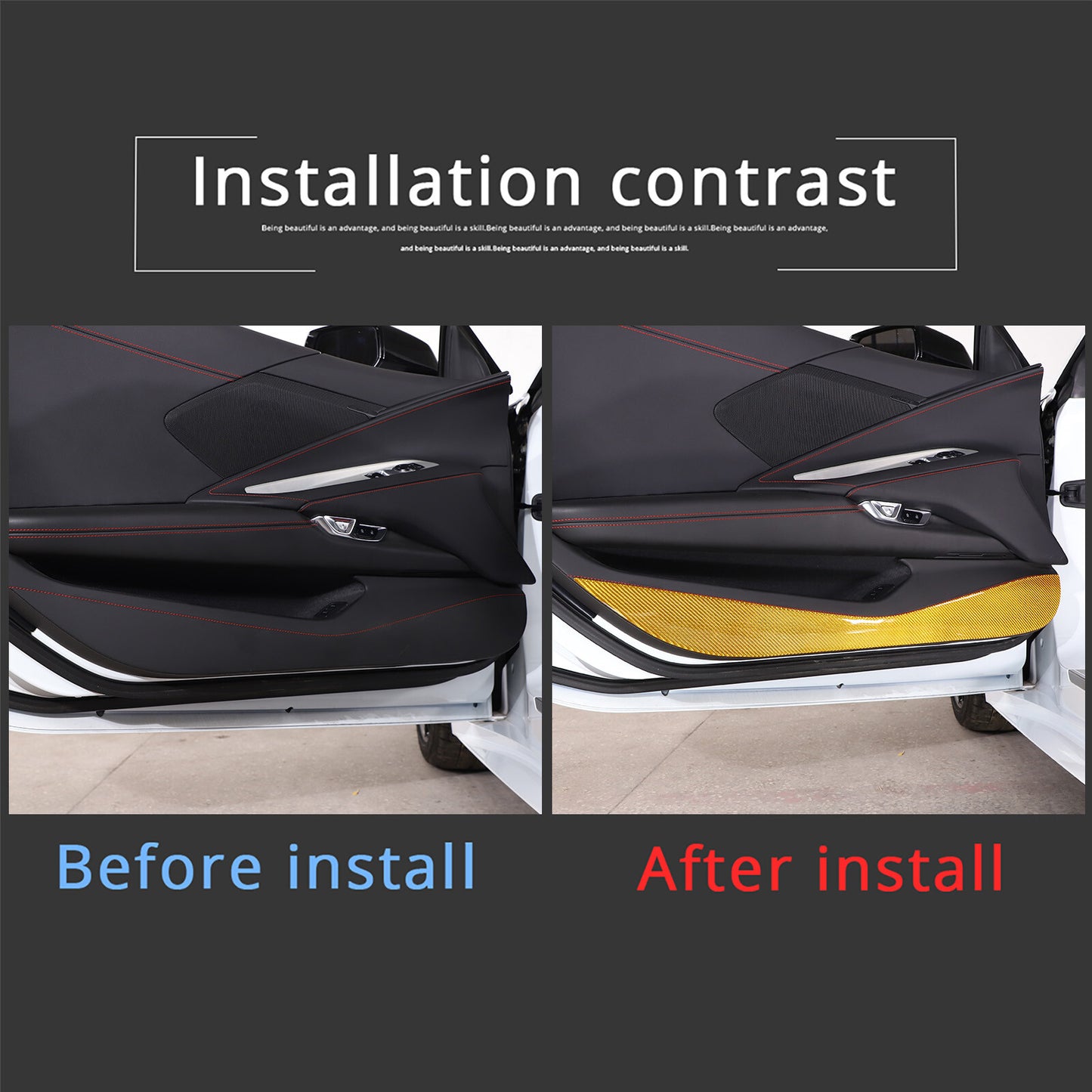 Gloss Black Protective Cover Trim Body Door Handle Bowl Cover Trim for 2014-19 for Corvette C7- v
