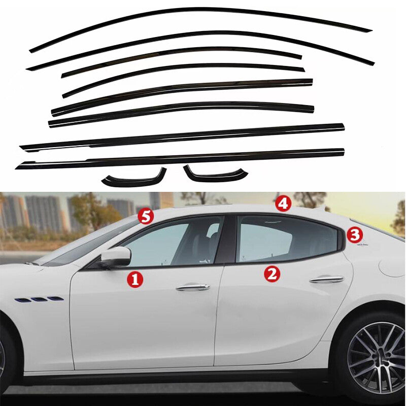 for Maserati Ghibli Black Stainless Window frame Molding Trim 2017-2023 Strips B n
