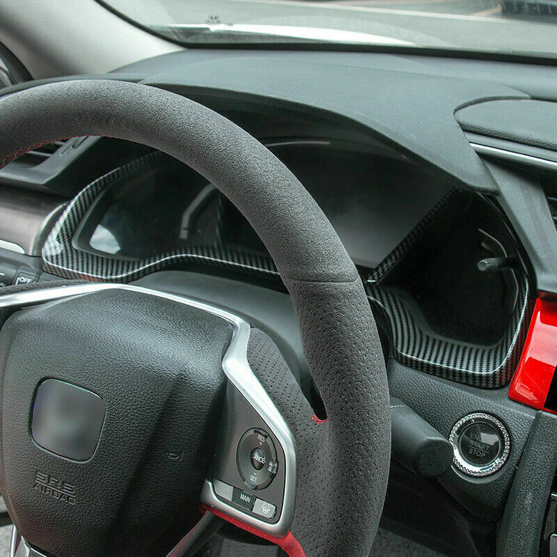 for Honda for Civic 2016-2021 Carbon Fiber Style Inner Dashboard Frame Cover Trim
