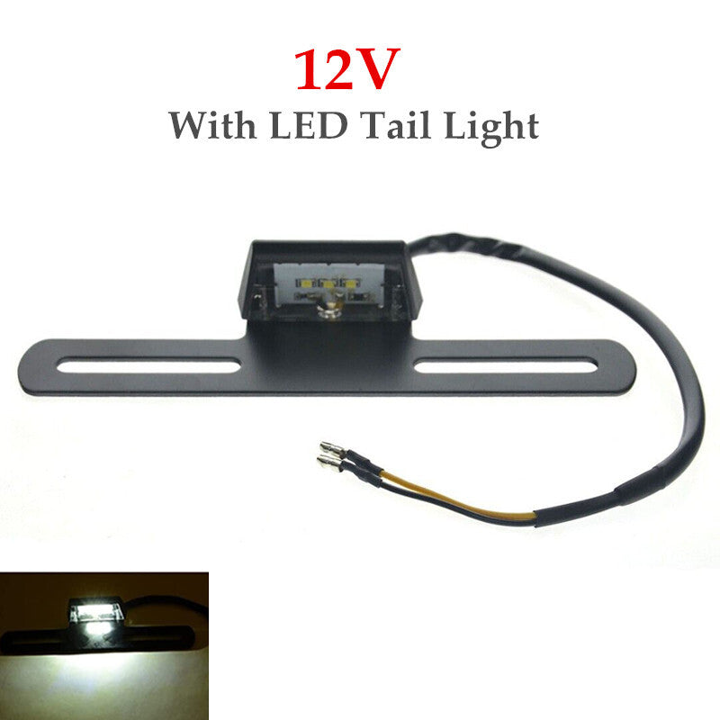 12V Motorcycle Rear License Plate Mount Holder Bracket With LED Tail Light Set v