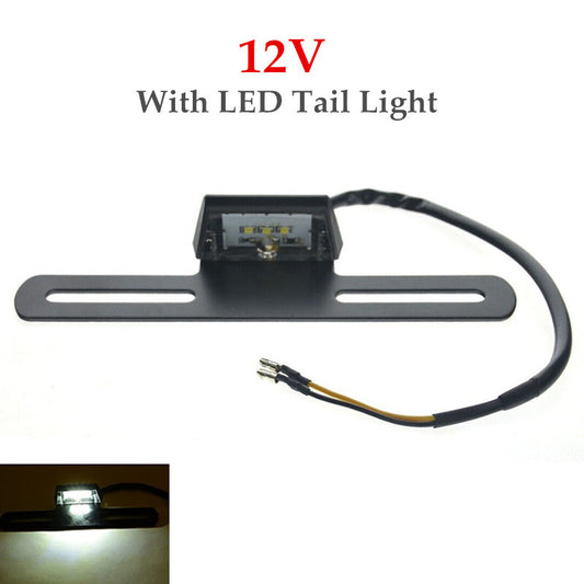 12V Motorcycle Rear License Plate Mount Holder Bracket With LED Tail Light Set v