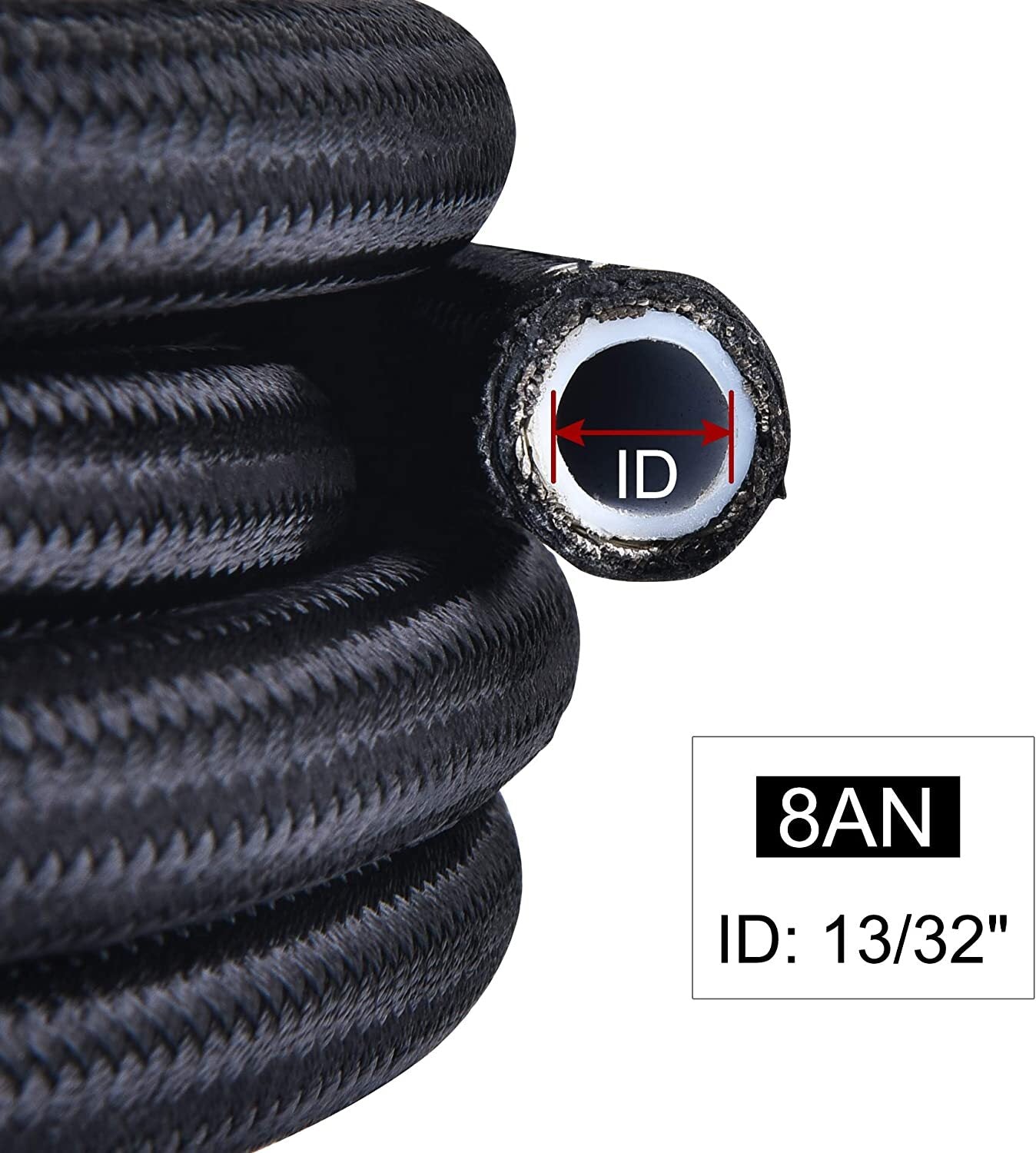 8AN AN8 Black 20ft Nylon Braided PTFE Fuel Line 10 Adapter Fittings Hoses for E85