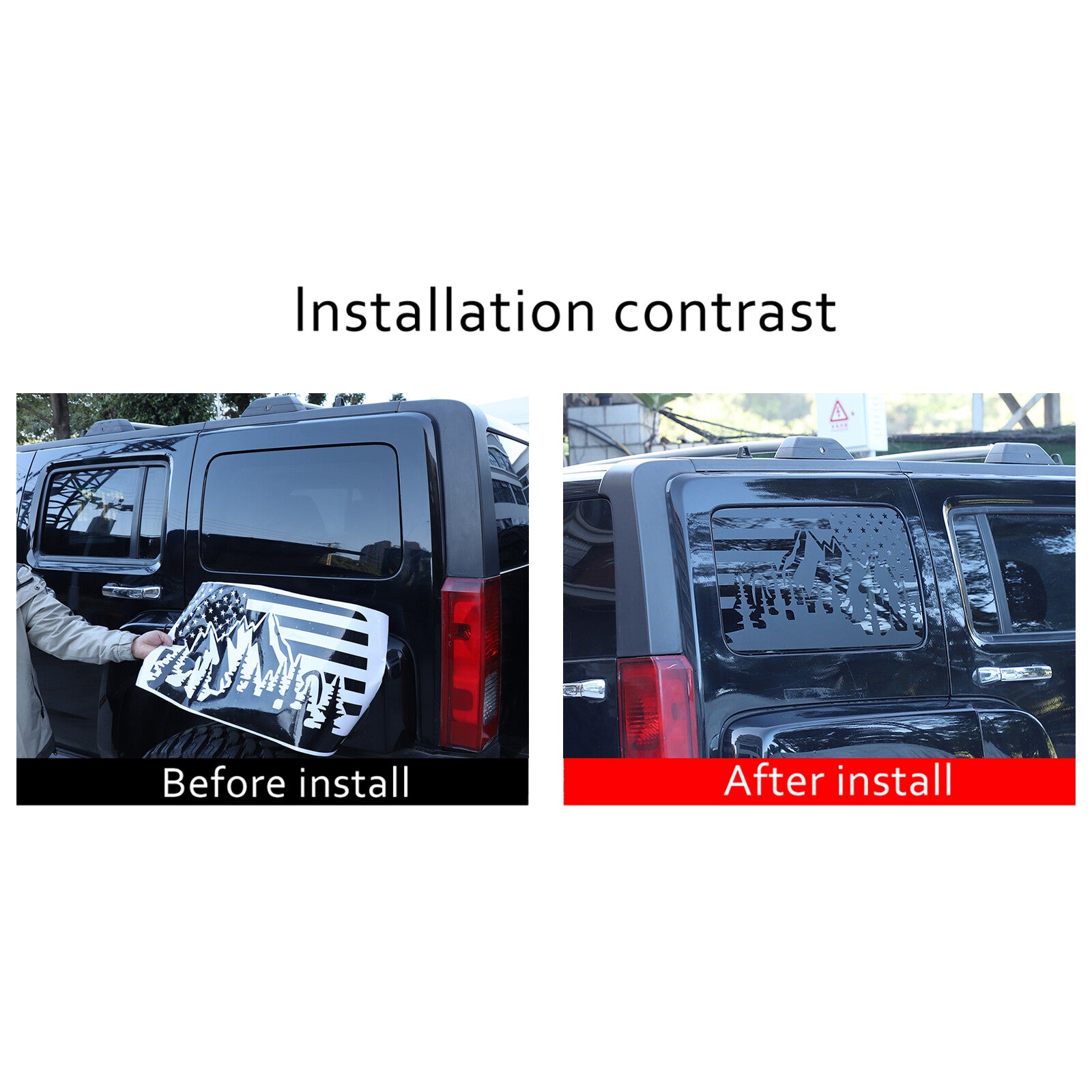 American flag window decal rear window sticker suitable for Hummer H3 2005 - 09 2 pieces