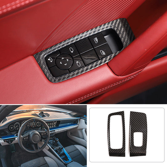 Carbon Fiber Window Lift Panel Switch Cover 2x For 911 992 2020-2024 n