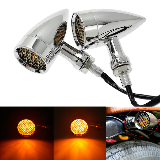 2x 10mm Grille Turn Signal Amber Indicator Light for Harley Sportster 883 1200 Q