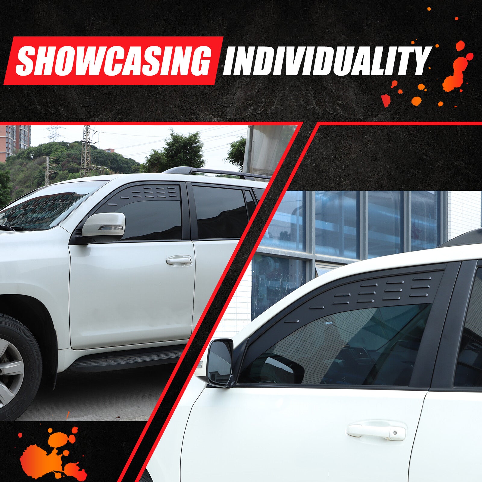 Front door and window louver ventilation panels suitable for Lexus GX460 2010-2023 Aluminum