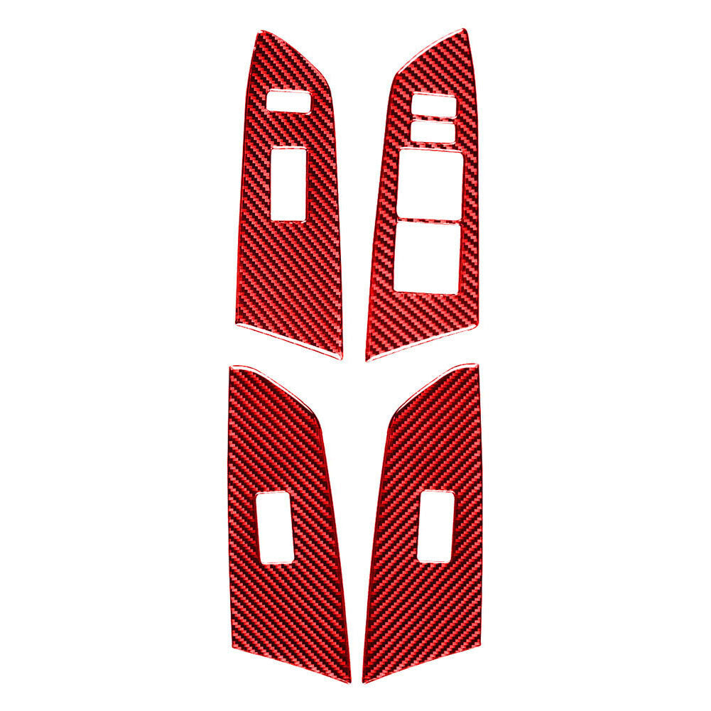 Door Window Lift Switch Cover Trim for Toyota Tundra 14-21 RHD Carbon Fiber Red
