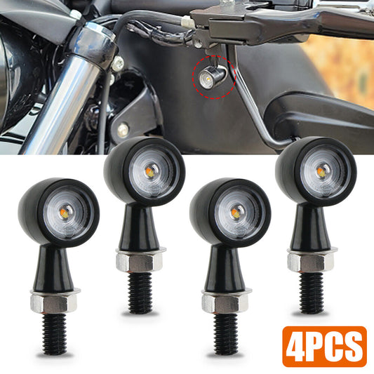 4-Piece LED Black Motorcycle for Mini Turn Signal Lights Flashing for Bobber Cafe Racer