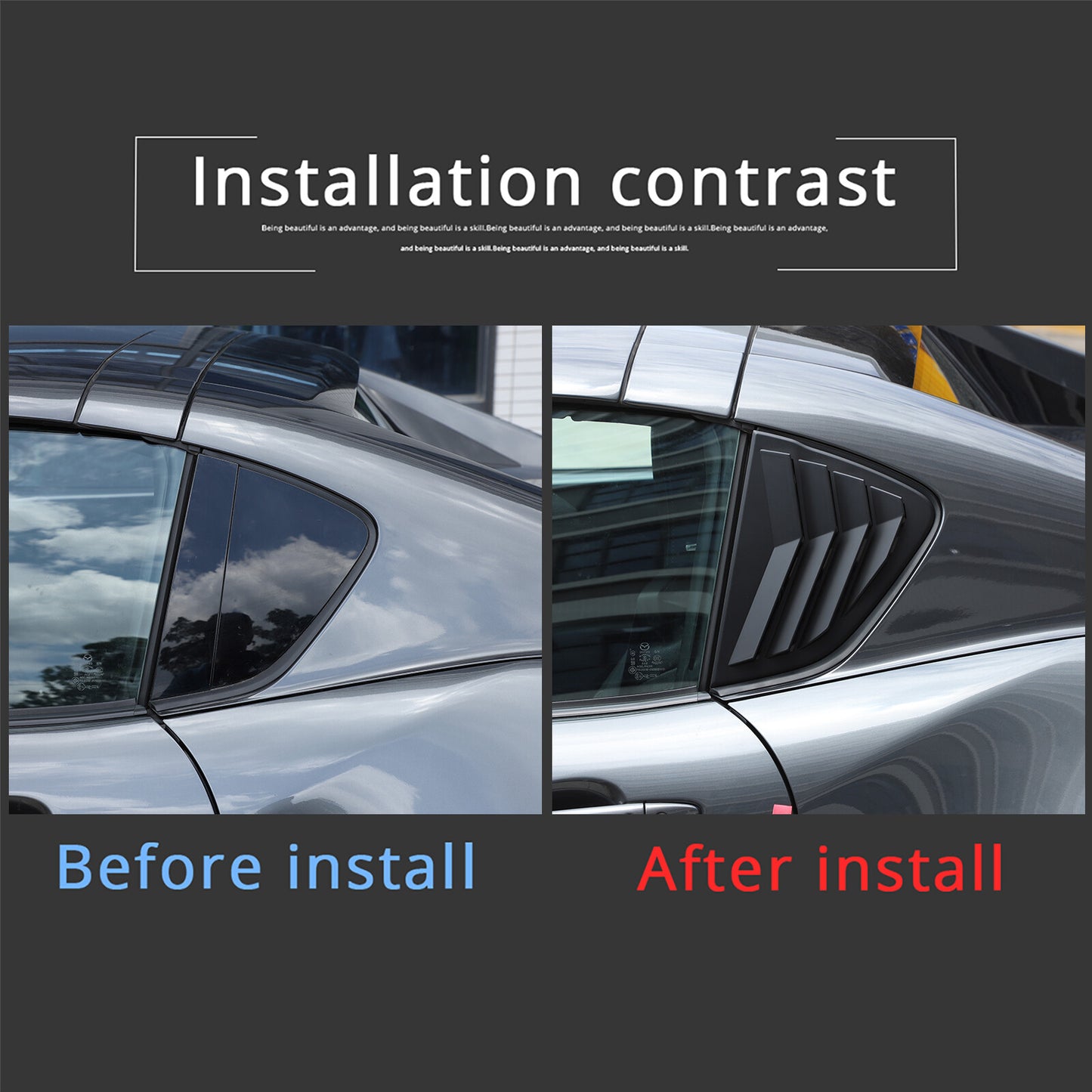 Matte black side window shutter cover trim for Mazda MX-5 Miata 2016-2023 n