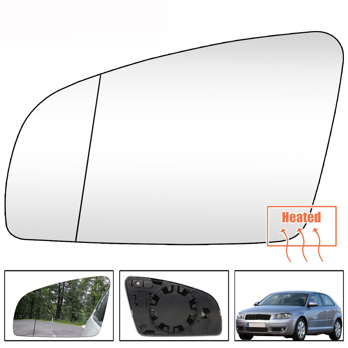 for Audi A3 2004-2008 for A4 for A6 Left Passenger Side Heated Mirror Glass Wide Angle Q