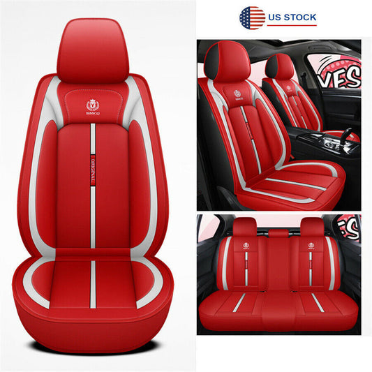 Deluxe Wear resistant Leather 5- for Seat Car for Seat Covers Front Rear Cushion Full Set Q