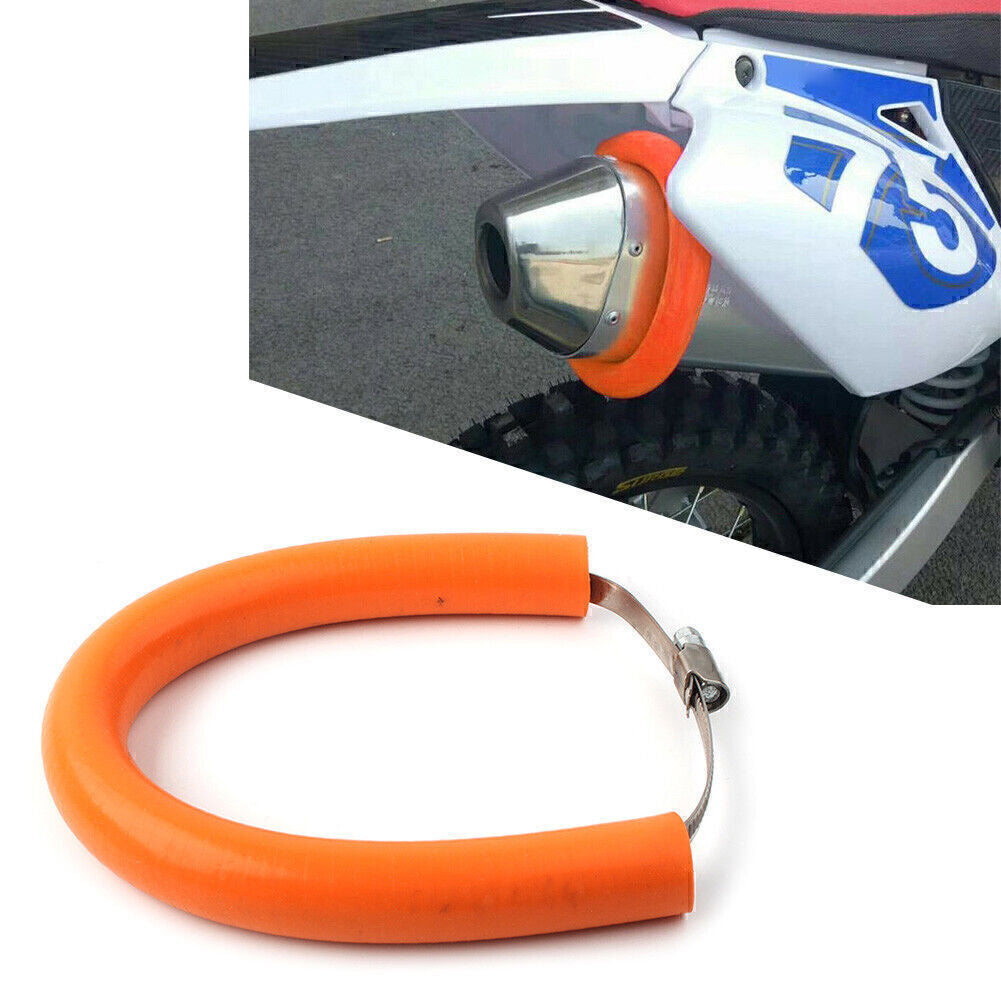 Exhaust Pipe Heat Shield Crash Protector Cover Guard Orange Motorcycle Universal
