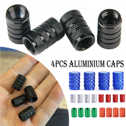4-Piece Universal Aluminum Car Wheel Tire Valve Stem Air Dust Cover Screw Caps Q