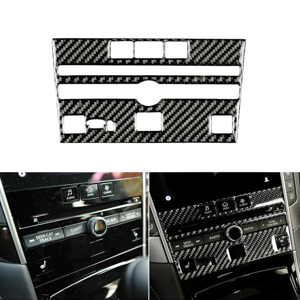 Fit For 2014-19 for Infiniti Q50 Q60 Carbon Fiber Center Control CD Panel Cover Trim