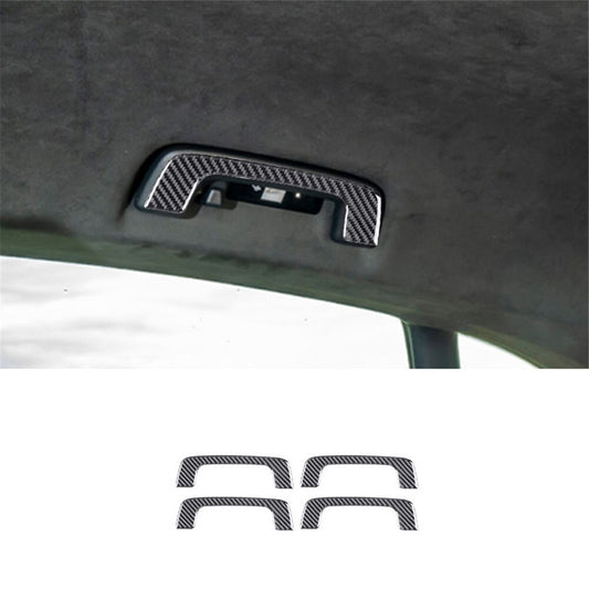 4Pcs Carbon Fiber Interior Handle Frame Cover Trim for Porsche Taycan 2019-2022