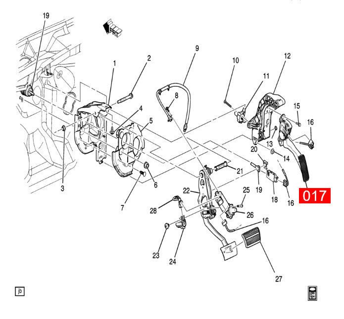 Accelerator gas pedal assembly with position sensor for GMC for Cadillac 15847349- n