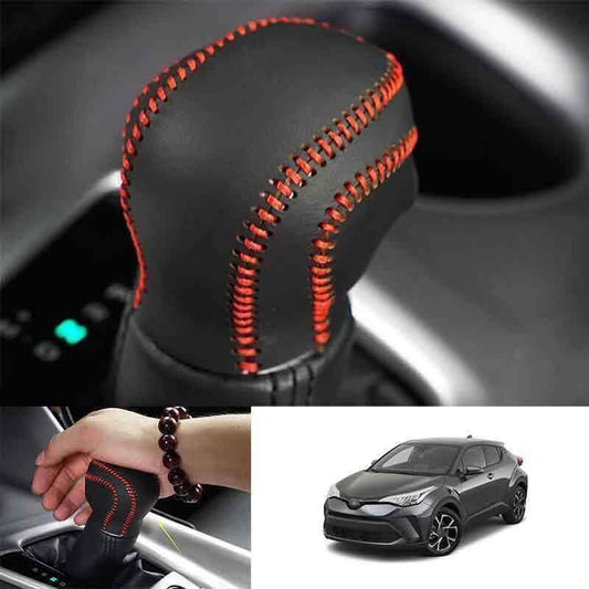 for Toyota C-HR 18-2022 Black+Red Leather Console Gear Shift Knob Cover Trim 1X