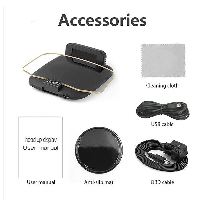 SUV Car OBD2 Head-Up Display (HUD) Mirror GPS Navigation Projector Speedometer × 1- n