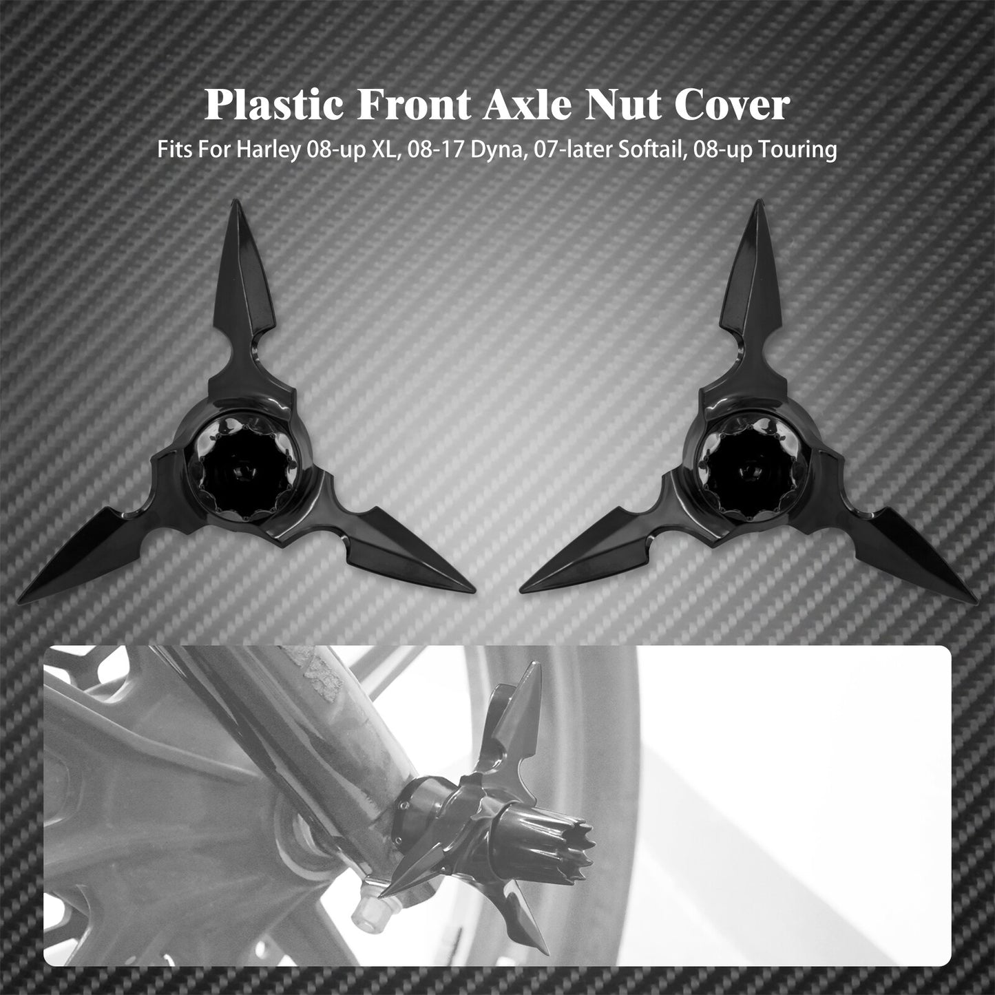 ABS Spun Blade Spinning Front Axle Cap Nut Cover Fit for Harley FLH XL 883 Dyna