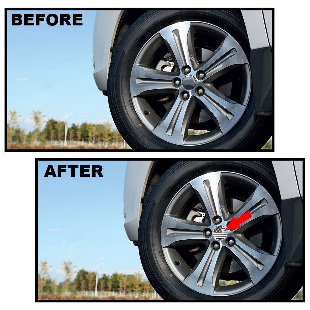 3.25-inch 83mm wheel center cover + tire valve stem cover for Silverado American Flag wheel - n