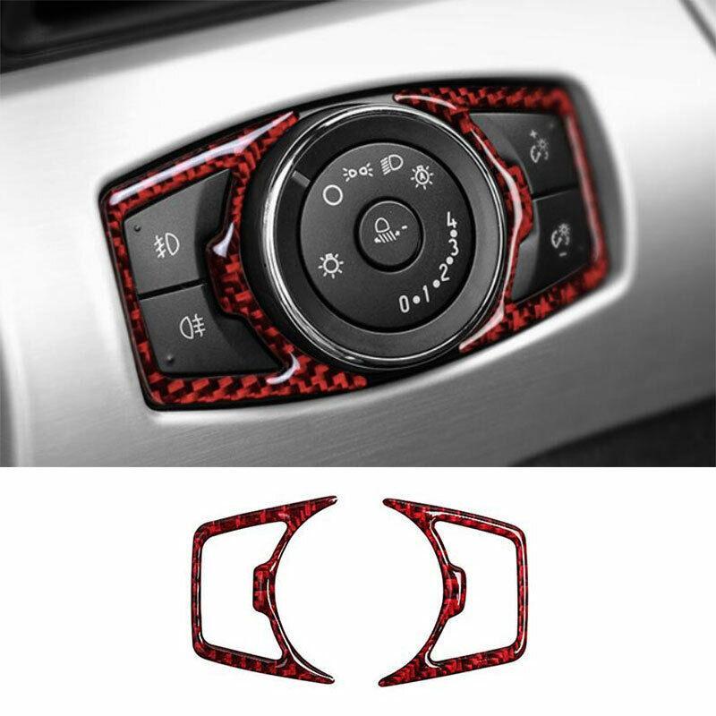 for Ford for Mustang for Shelby 2015-2022 Red Carbon Fiber Function Control Button Frame