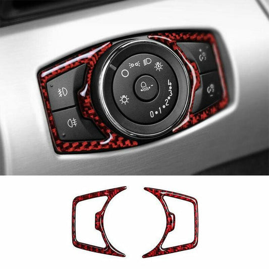 for Ford for Mustang for Shelby 2015-2022 Red Carbon Fiber Function Control Button Frame