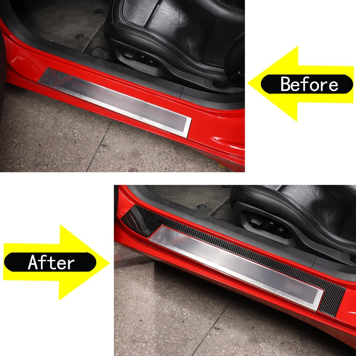 carbon fiber door and window trim strips suitable for Corvette C7 2014-2019. n