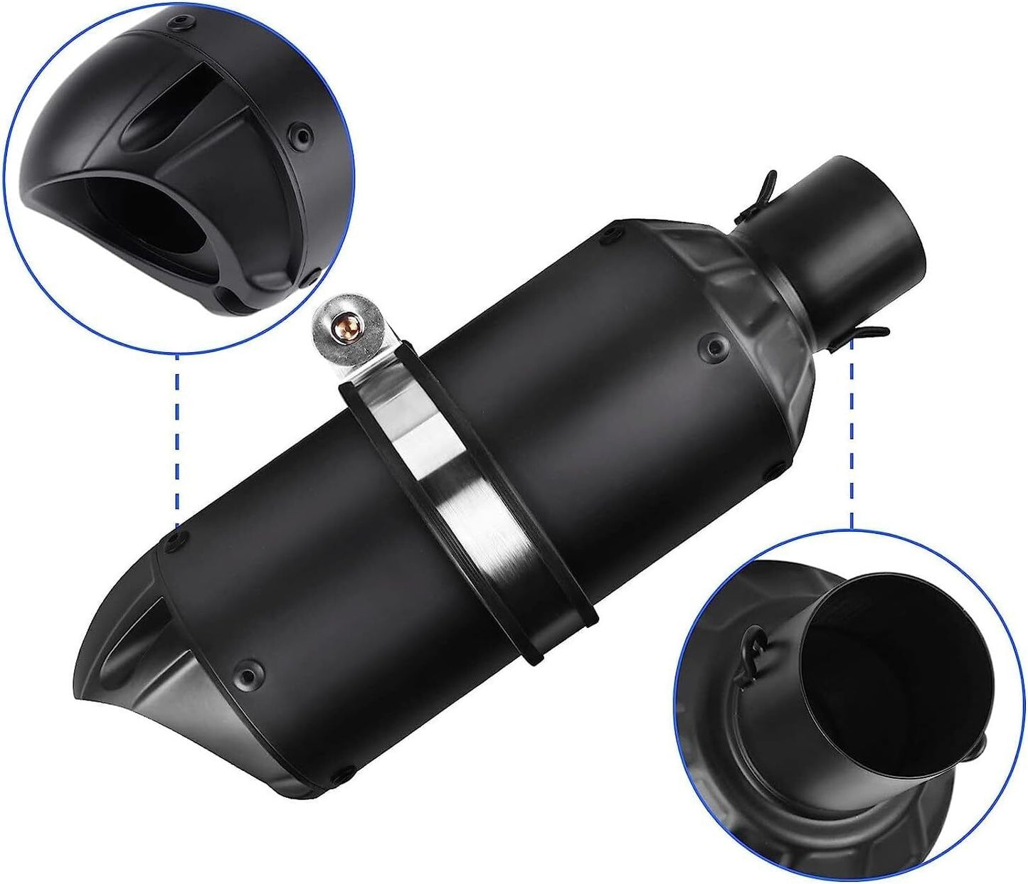 Black Universal 1.5-2 Motorcycle Short Exhaust Muffler fits ATV scooter UTV