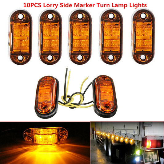 10pcs Amber 2-LED Clearance 12V/24V Vehicle Trailer Truck Side Turn Signals n