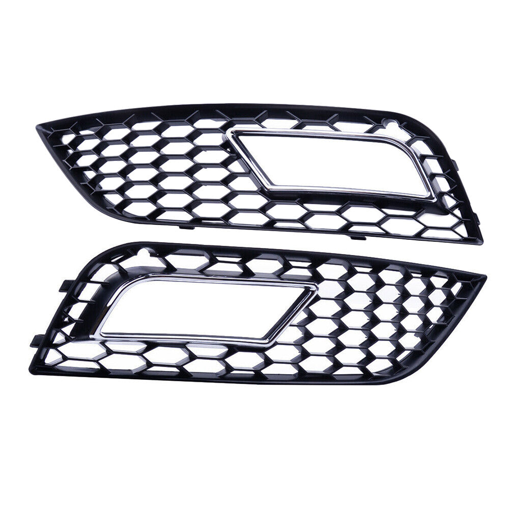 2-Piece Front Bumper Grill Fog Light Cover Trim for 2013-16 for Audi A4 B8.5 RS