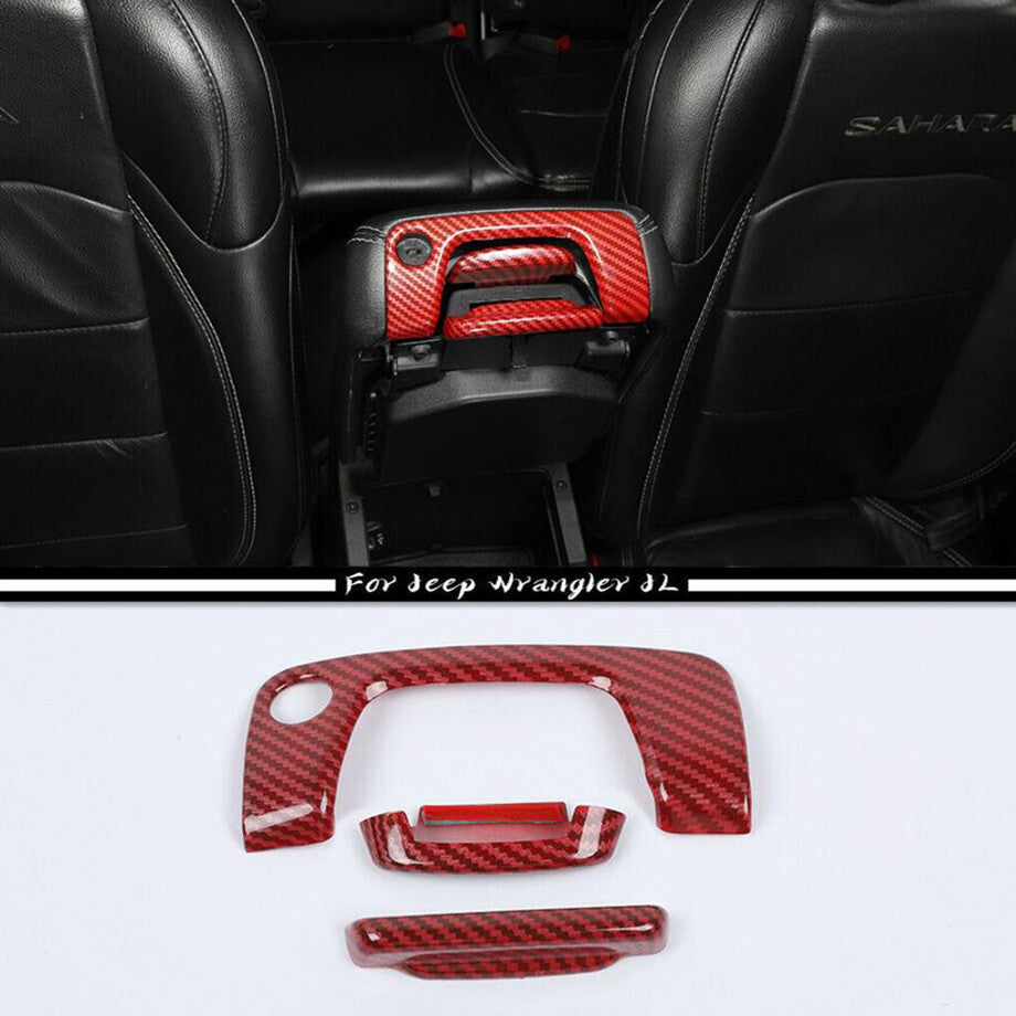 Red Carbon Console Armrest Box Switch Cover Trim For 2018-2023 for Jeep for Wrangler JL v