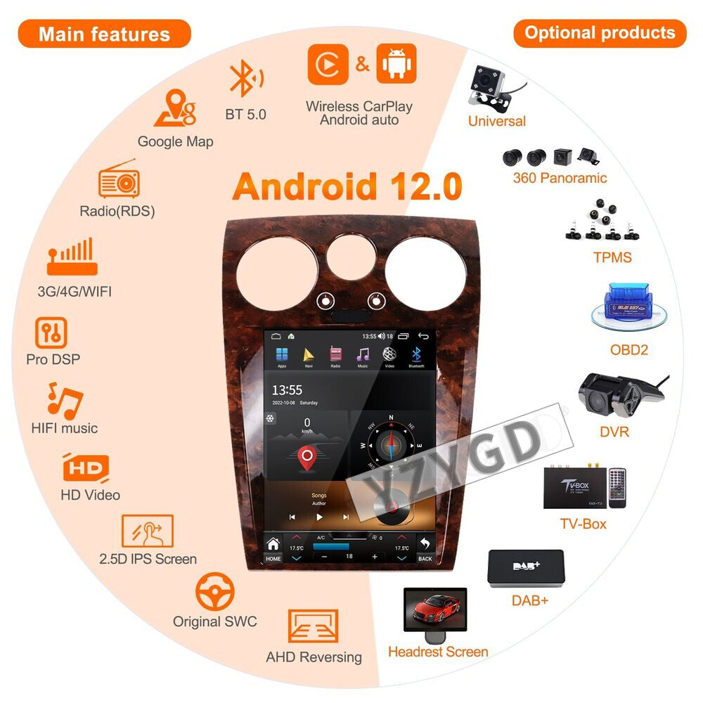 for Bentley for Continental GT 2004-2011 Stereo Car Radio CarPlay Receiver 128GB
