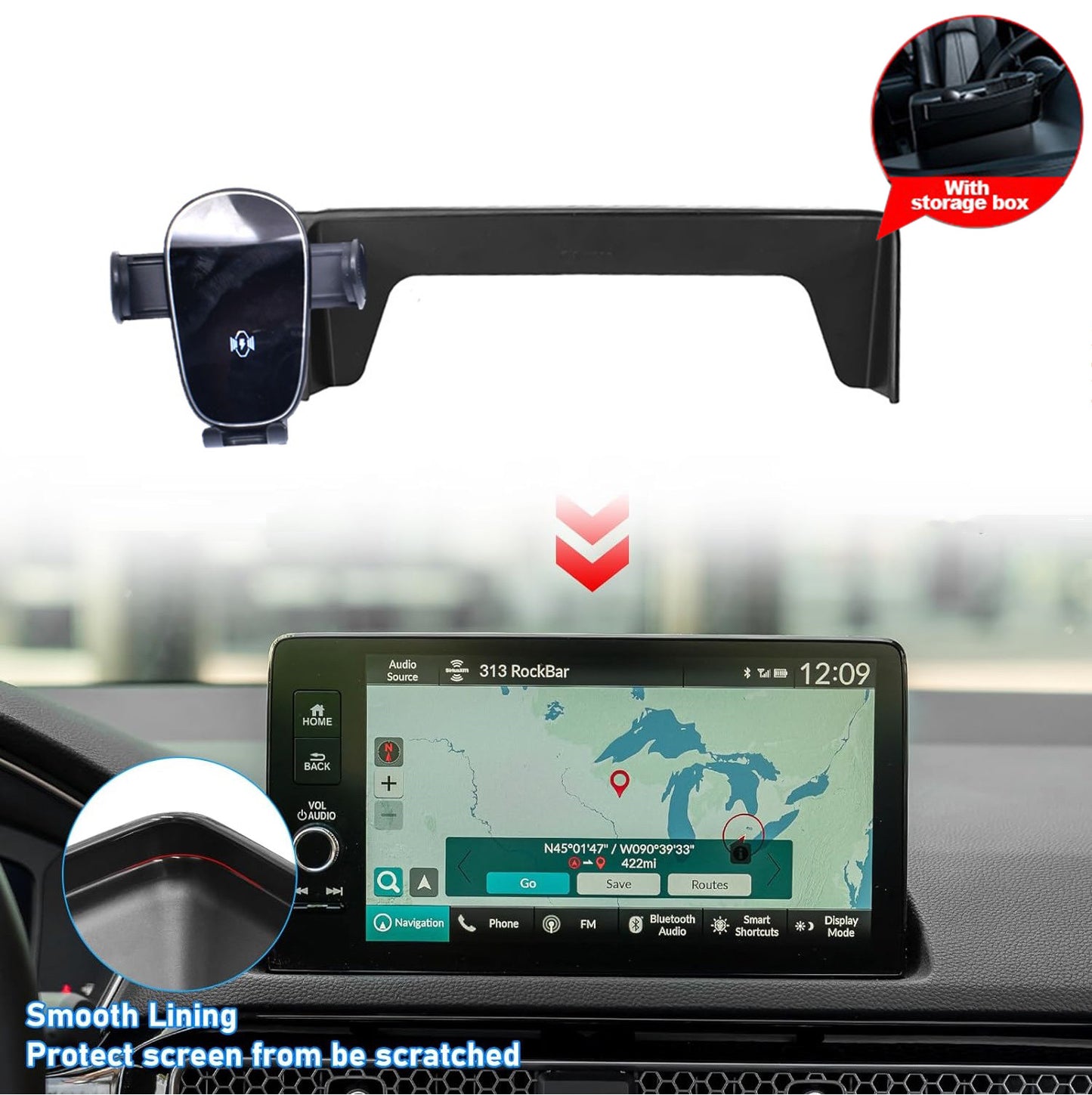 9-inch screen car phone holder/mobile navigation mount for Honda for Civic 2022-2024 n