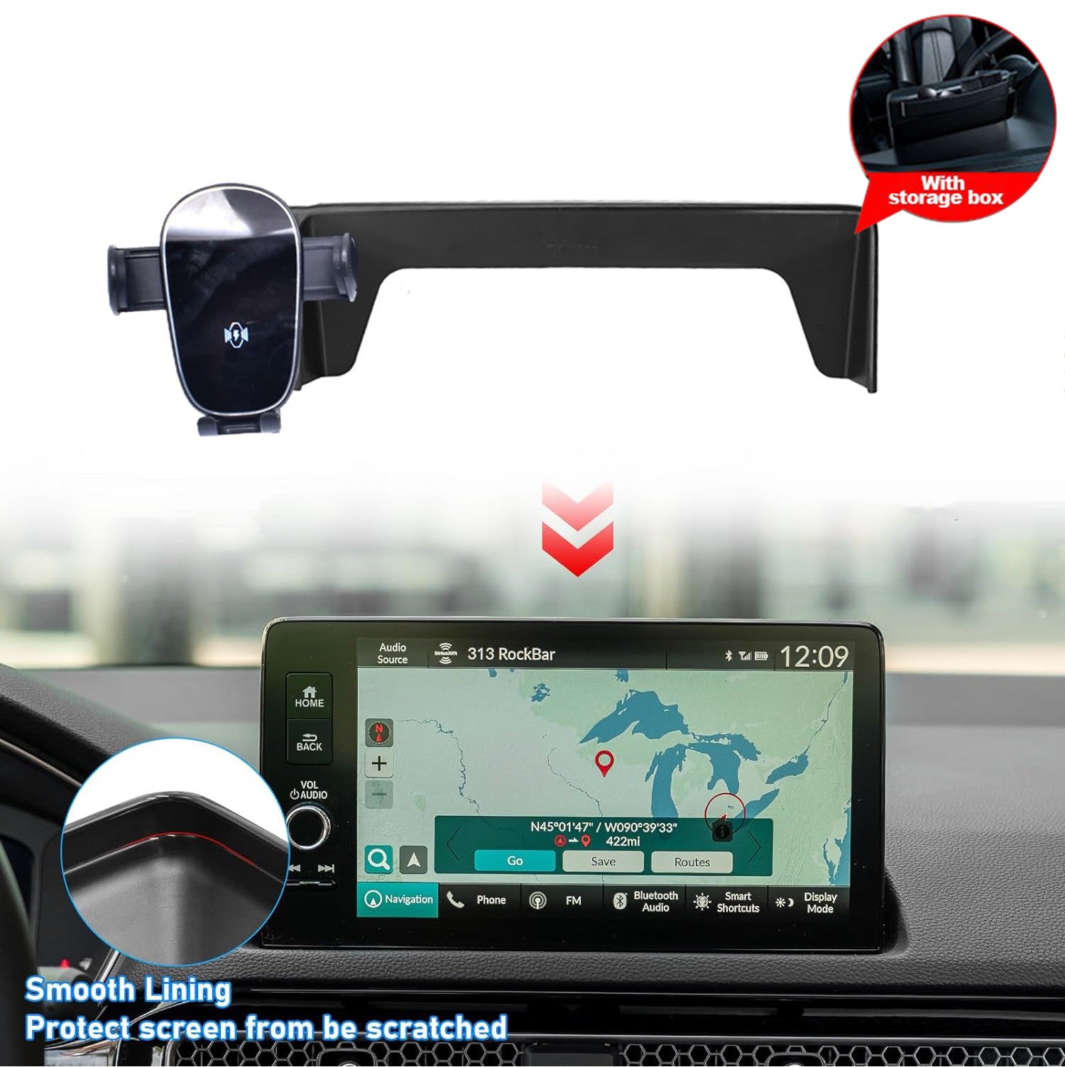 9-inch screen car phone holder/mobile navigation mount for Honda for Civic 2022-2024 n
