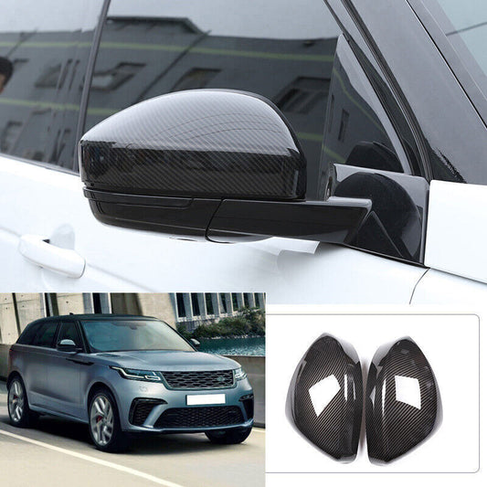for Range Rover Velar 18-23 Carbon Look Side Rear View Mirror Cap Cover Trim 2X
