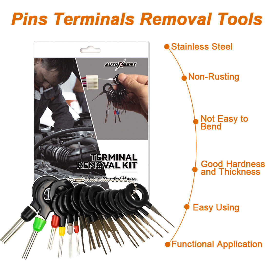 52x Car Wire Terminal Removal Tool Kit Electrical Wiring Crimp Connector Pin Key Q
