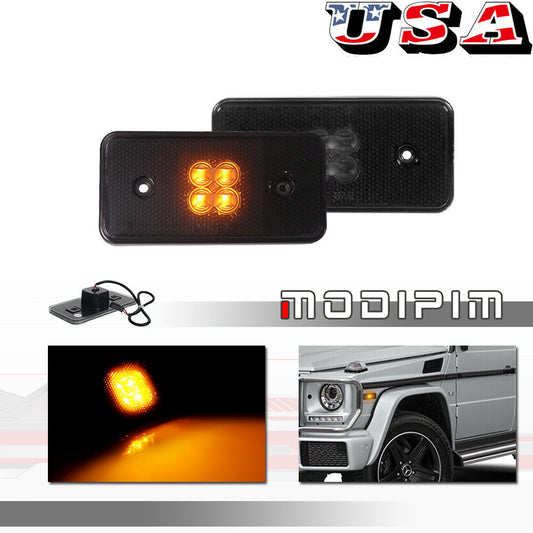 Black lens amber LED front marker light suitable for 2002-14 for Benz G500 G63 AMG G-Class- v