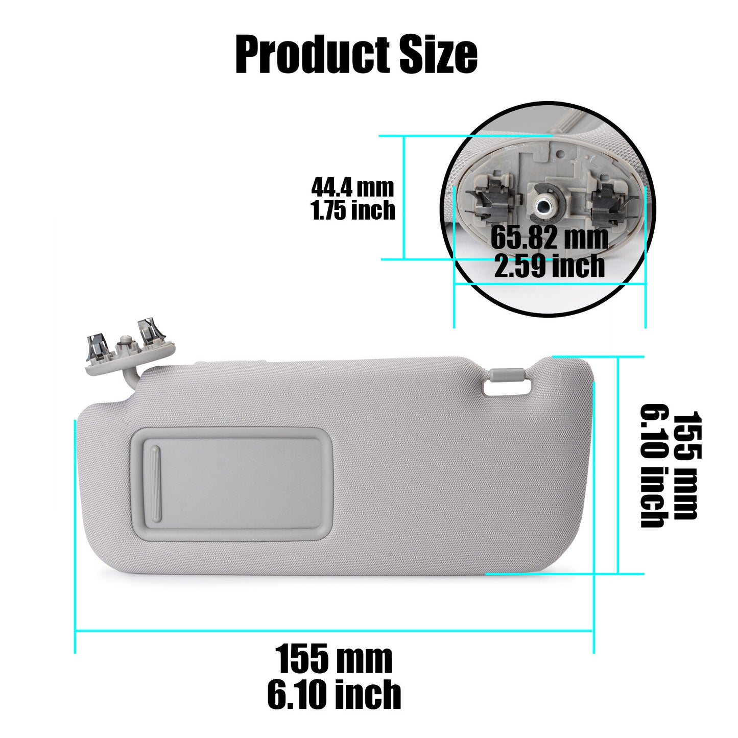 Left Driver Side Grey Sun Visor For 2009-2013 for Corolla 1.8L 74320-02711-E0 v
