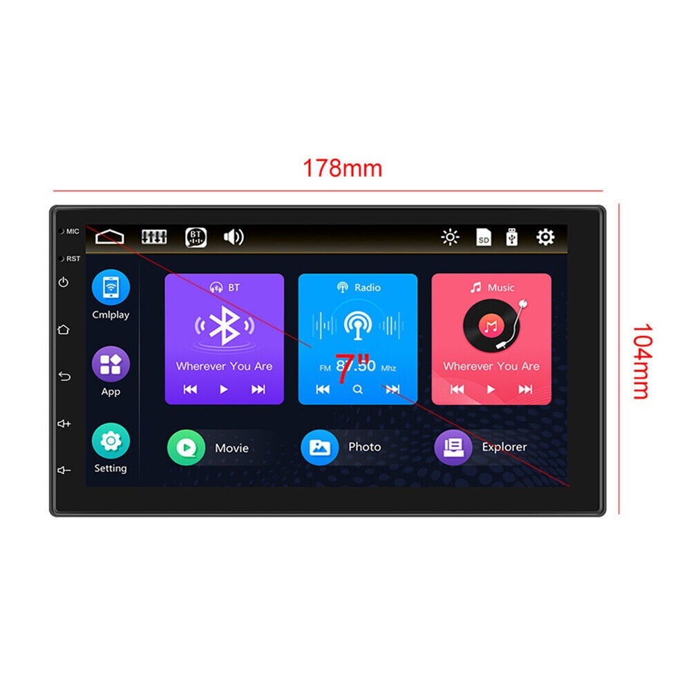 1x Radio Stereo Double 2Din Car MP5 Player 7in Bluetooth Touch-Screen FM AUX USB n