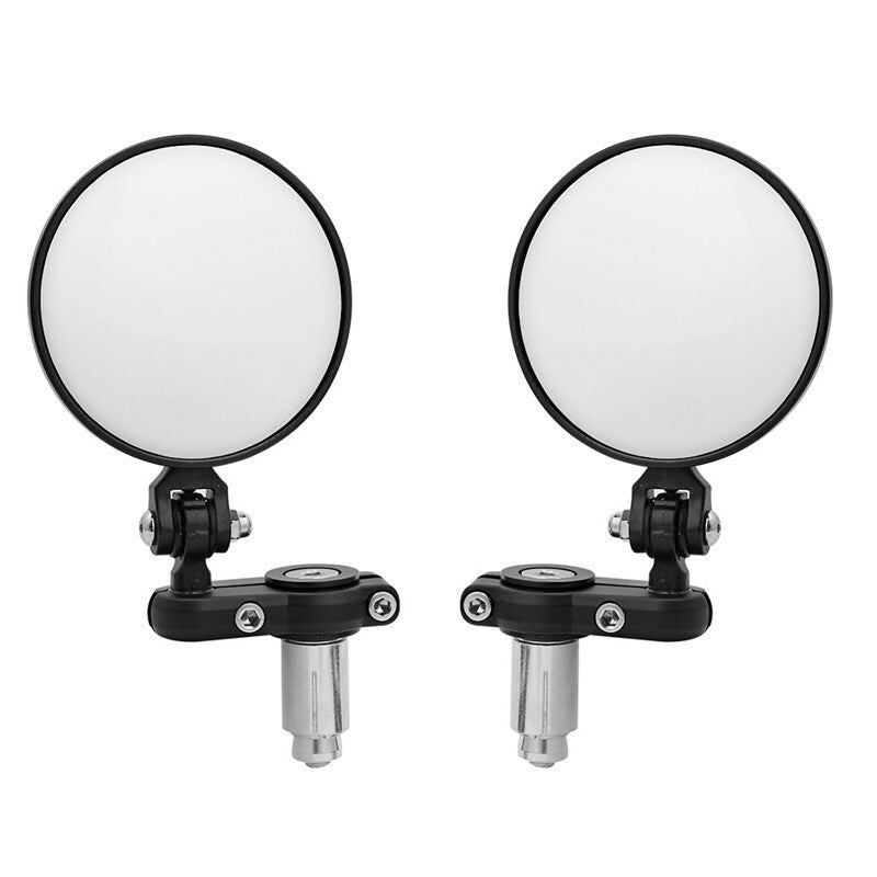 1 pair Universal Motorcycle Mirrors 3 Round Folding Handle Bar End Side Mirror