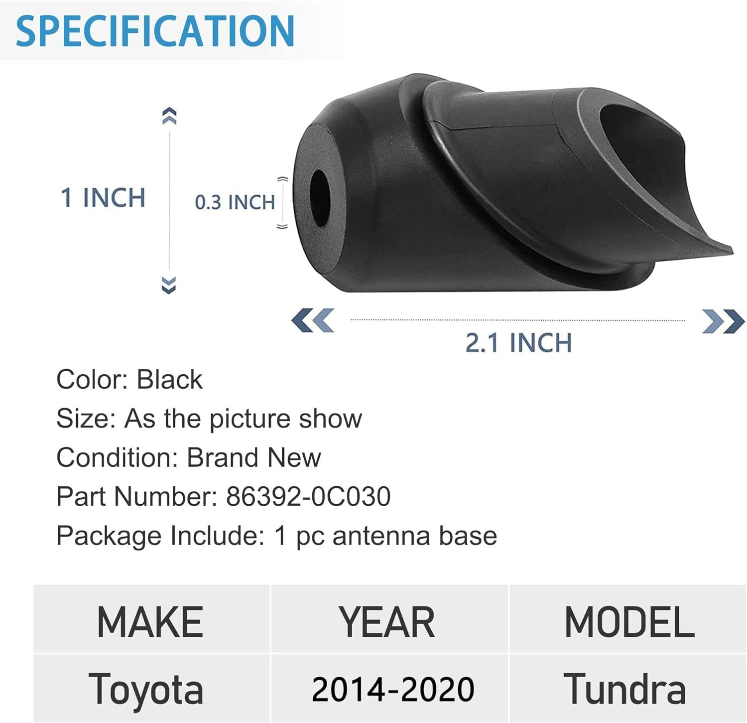 86392-0C030 Decorative BEZEL Antenna Base, Black, Suitable for Tendera 2014-2021 n