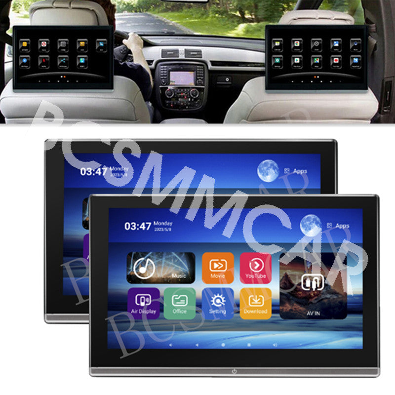 2pcs Android 11 Car TV Touch Screen Headrest Monitor For Rear for Seat Entertainment
