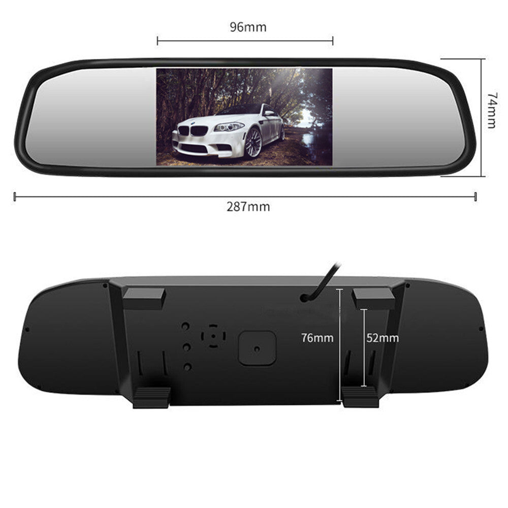 Parking Backup Radar Sensor Car Rearview Mirror Video Monitor W/Rear View Camera