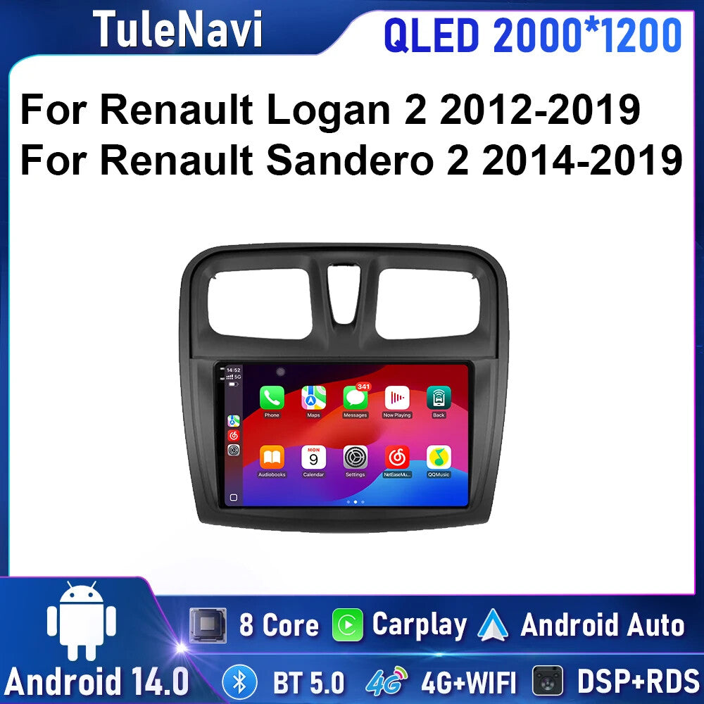 for Renault Logan 2 Sandero 2 2012-2019 CarPlay Car Radio GPS Multimedia Player