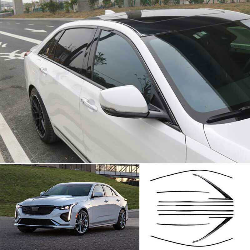 for Cadillac CT4 2020-2023 Black Steel Car Window Sill Molding Strip Cover Trim