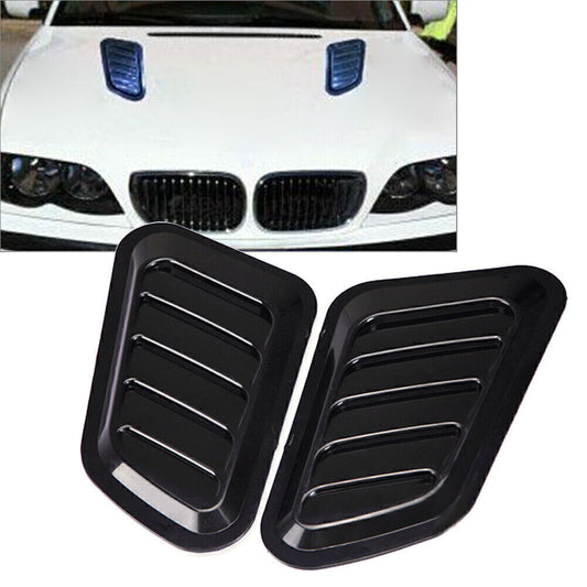 2PCS Air Flow Intake Hood Scoop Vent Bonnet Cover Universal Car Decorative Black