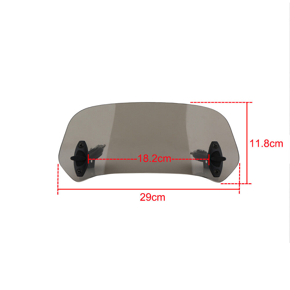 Smoke Motorcycle Windshield Adjustable Clip On Extension Spoiler Wind Deflector Q