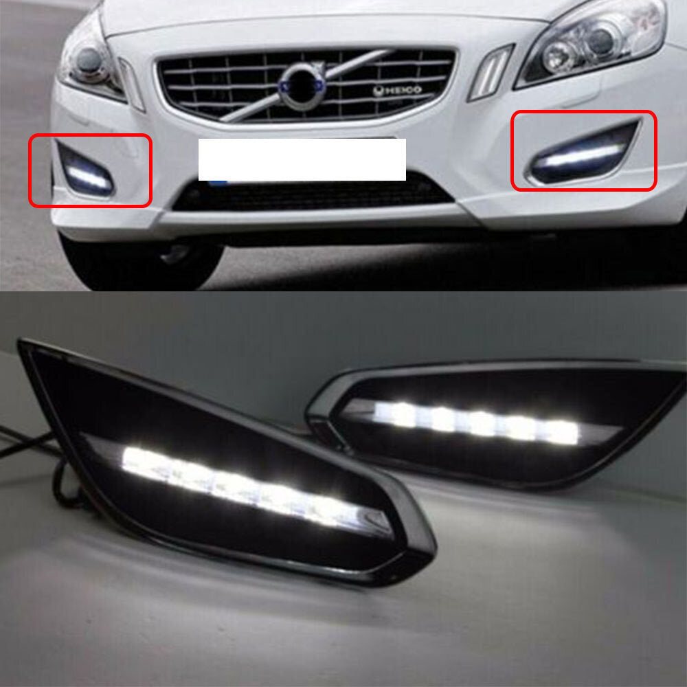Pair for Volvo S60 T5 09-13 New Left+Right Fog Lamp Front Daytime Running Lights